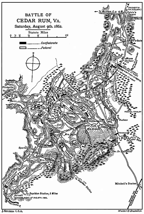 Map of the Battle of Cedar Run, Virginia, Saturday, August 9th, 1862.