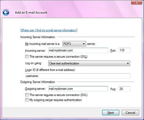 Retrieving E-mail via POP3 with Windows Live Mail