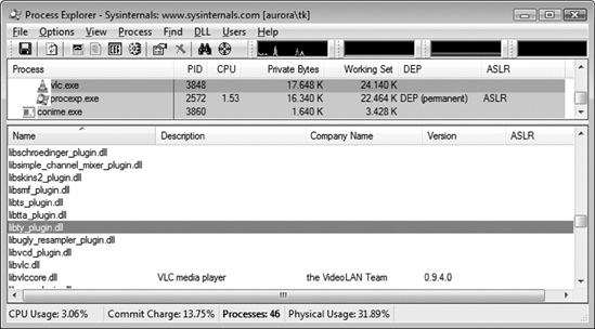 VLC in Process Explorer