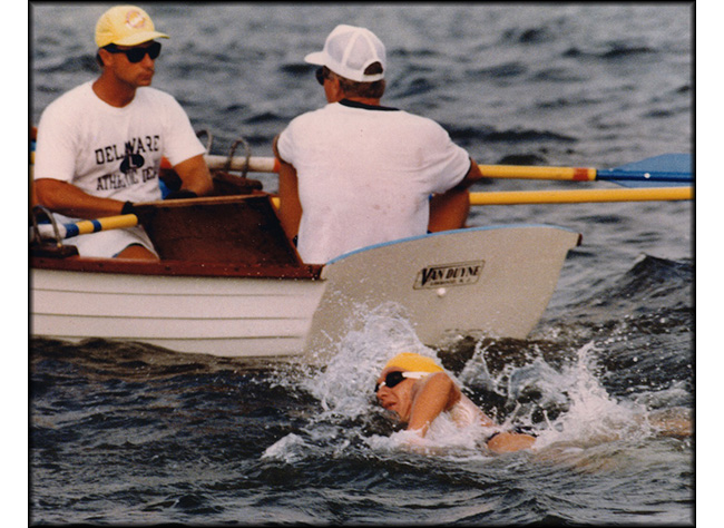 Drafting behind lifeguard dory; Photo credit: The Press of Atlantic City