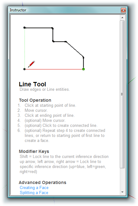 The Instructor window knows what tool you're using and provides an animated demo complete with step-by-step instructions for using the tool.