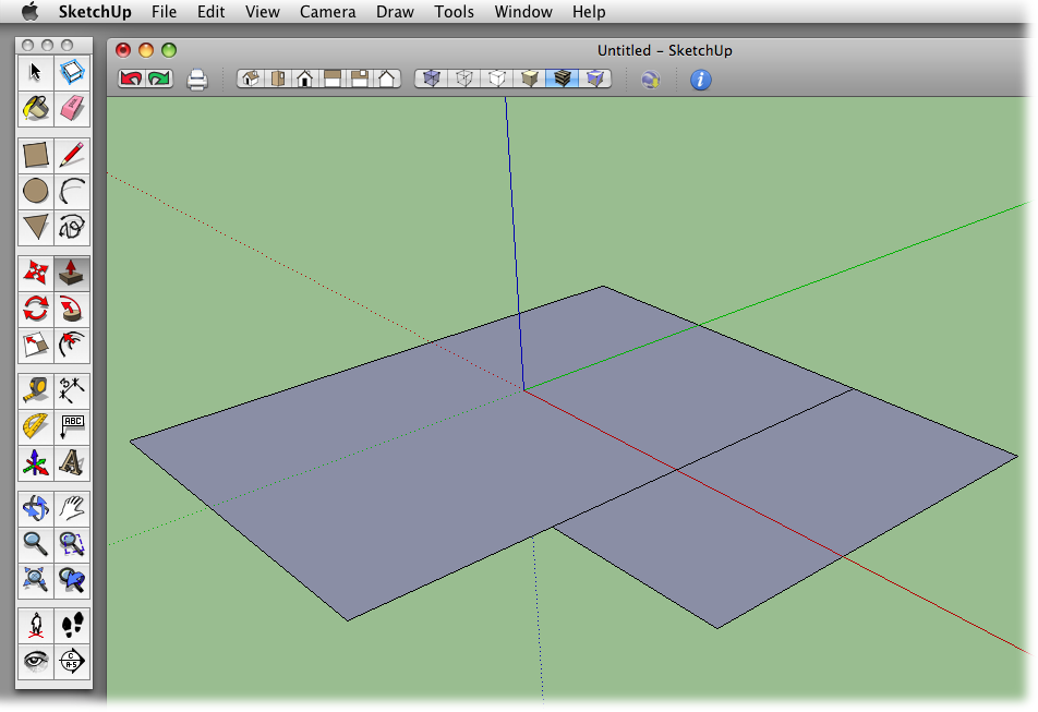 Most SketchUp projects begin with simple, basic shapes. This house starts off as two rectangles. One is 30 x 20 feet. The smaller rectangle is 20 x 10 feet.