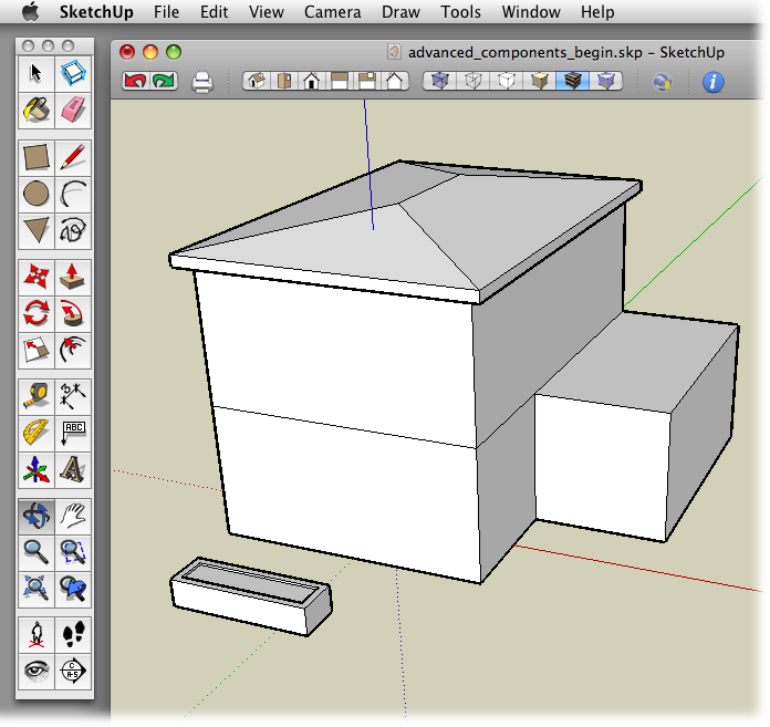 This 10 x 3 x 2-foot planter helps to demonstrate SketchUp's sticky behavior. When edges and faces touch, SketchUp's inclination is to weld the entities together.