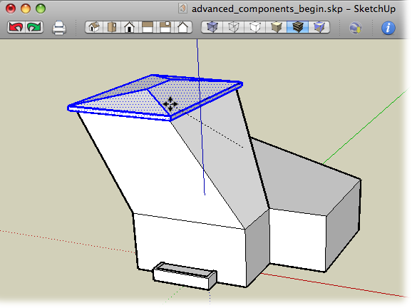 Logically, the roof is a separate element from the walls of the house, but SketchUp doesn't know that unless you turn the roof into a group or a component.