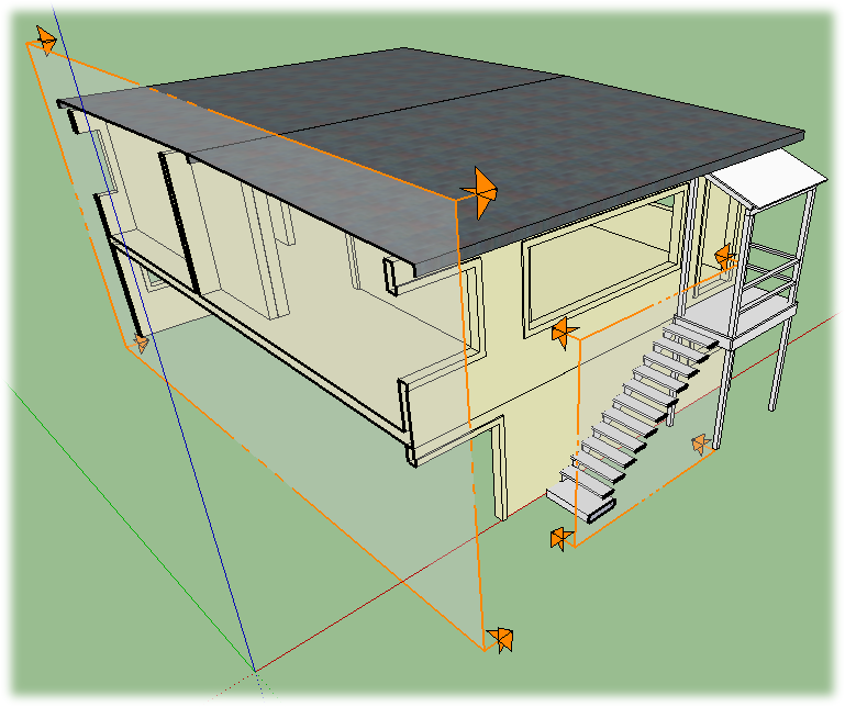 You can view two section cuts at the same time, as long as the cuts are inside of separate groups. Here the "stairs" group shows a section cut, and the "house" group shows a section cut.