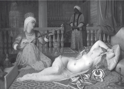 Ingres, Odalisca con la schiava, olio su tela.