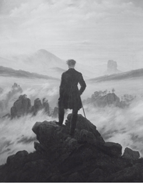 Friedrich, Viandante sul mare di nebbia, olio su tela