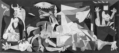 Picasso, Guernica, olio su tela.