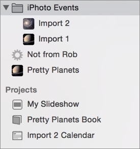 **④** Photos doesn’t have a concept of Events, so iPhoto Events are imported as albums.