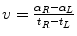 $v = \frac{\alpha_{R} - \alpha _{L}}{t_{R}-t_{L}}$