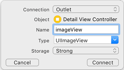 Creating the imageView outlet