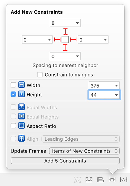 Toolbar constraints