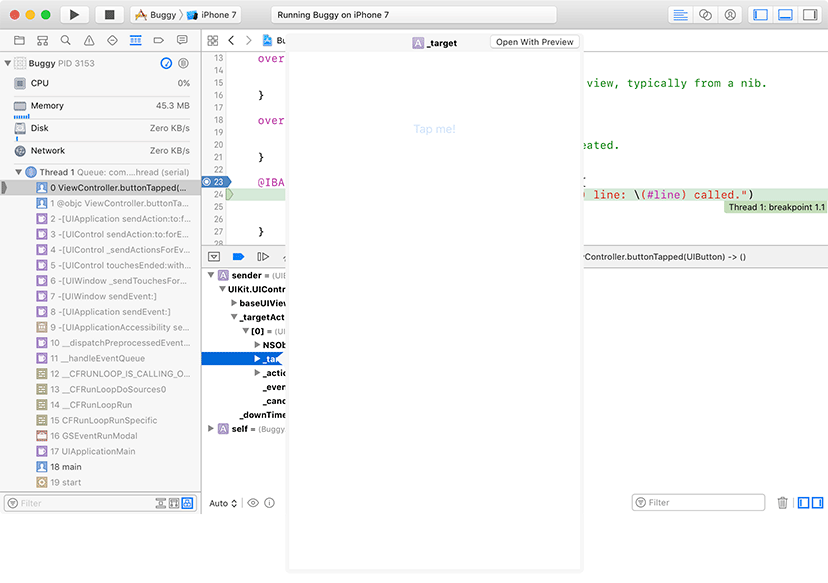 Inspecting variables in the variables view