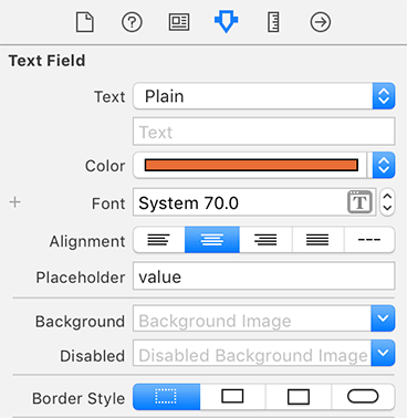 Text field attributes inspector