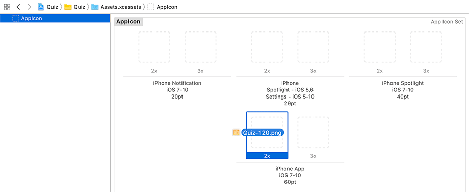 Adding the app icon to the Asset Catalog