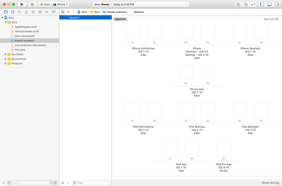 Showing the Asset Catalog