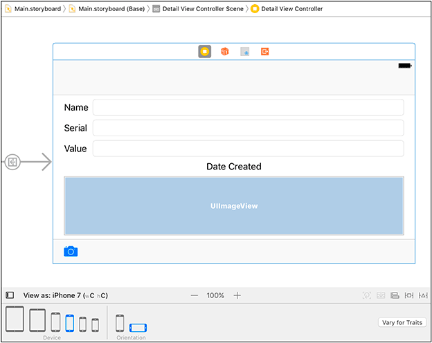 DetailViewController viewed as iPhone 7 landscape