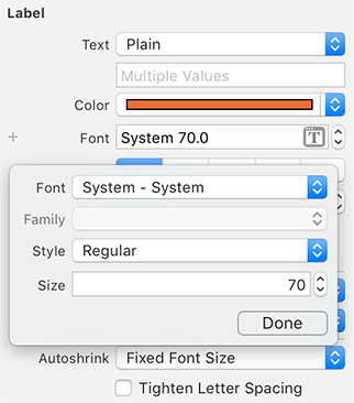 Customizing the labels’ font