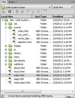 The Files panel provides a bird’s-eye view of your site’s files. But it’s more than just a simple list—it also lets you quickly open files, rename and rearrange them in the site, and switch among sites. Later in this chapter, you’ll learn how to organize your files using this panel.