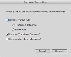 The trick to removing a transition is figuring out exactly what you want to remove.