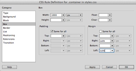 To center a div on a page, give it a fixed width and set its left and right margins to “auto.”