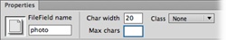 Avoid the “Max chars” field. Dreamweaver offers it to limit the number of characters a field accepts, but it doesn’t have any effect on the file field, which automatically selects the full path to the file regardless of how long it is.