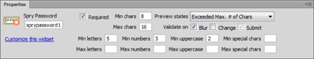 Use Dreamweaver’s Spry Password Validation widget to make sure that new visitors create a suitably random and difficult-to-crack password for your site.