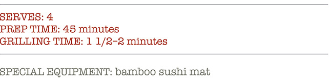 Serves: 4, Prep Time: 45 Minutes, Grilling Time: 1 1/2-2 Minutes