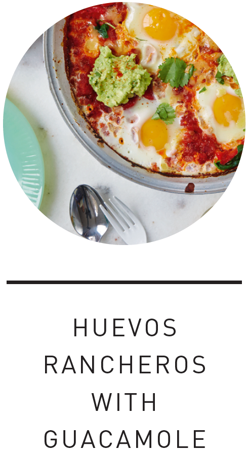 Huavos rancheros with guacamole