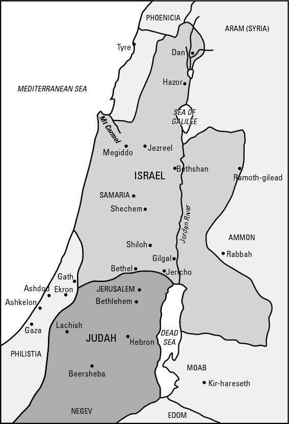 Figure 10-1: A map of Israel, the divided kingdom.