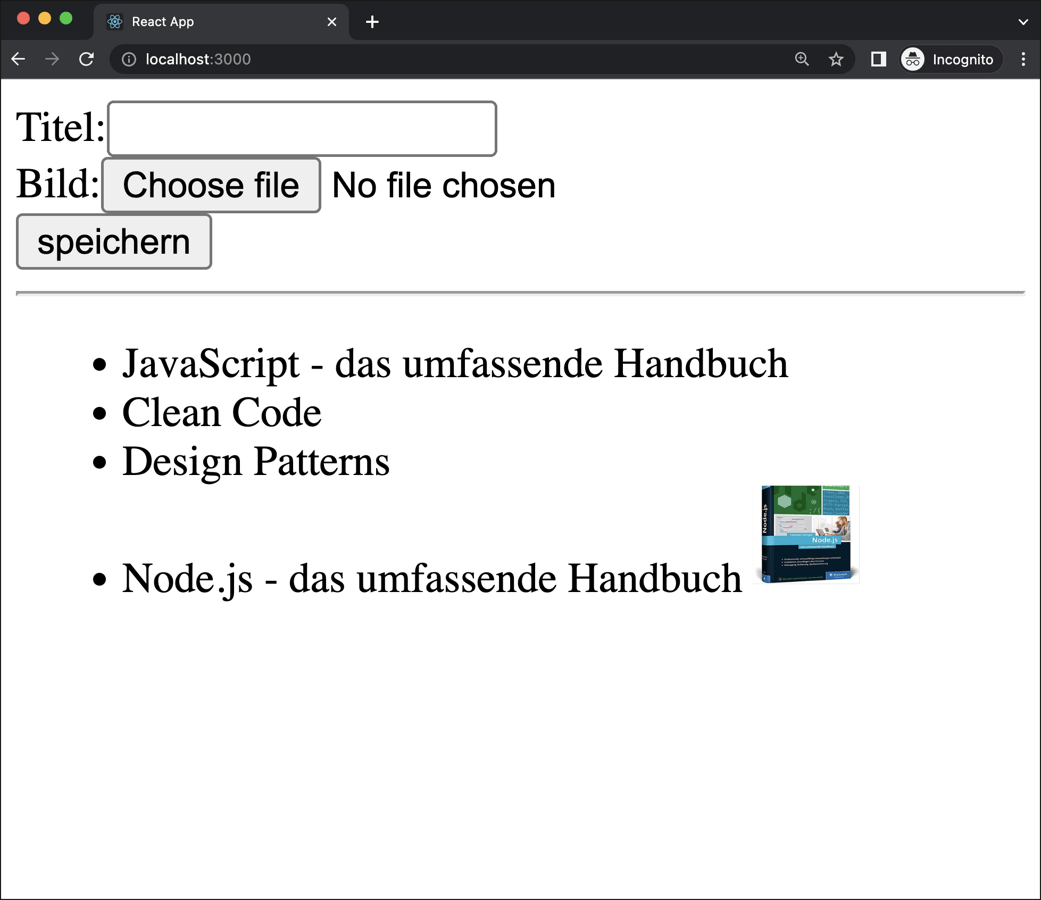 Formular und Listenanzeige mit Dateiupload