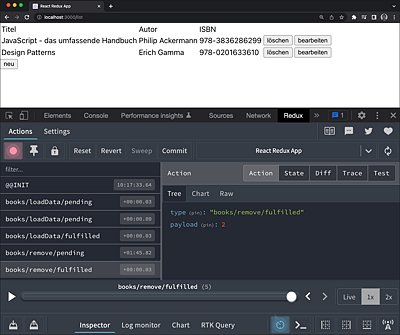 Löschvorgang in den Redux Dev Tools