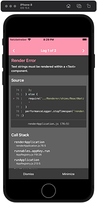 Fehlermeldungen in React Native