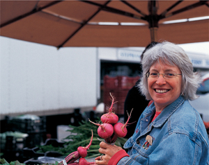 Cindy getting beets in the market