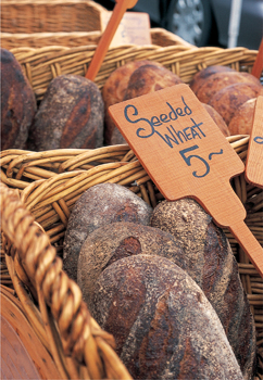 Baskets of dark bread