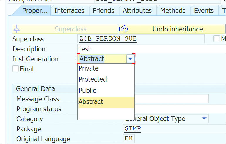 Abstract Class in Class Builder