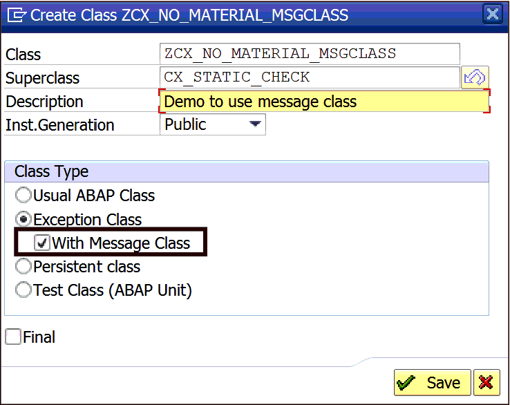 Class Properties Window