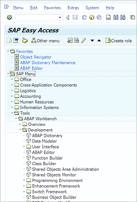 SAP Menu on SAP Easy Access Screen