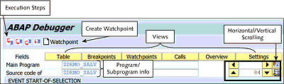 Debugger: Top Area