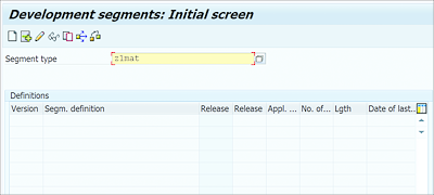 Create Development Segment Initial Screen