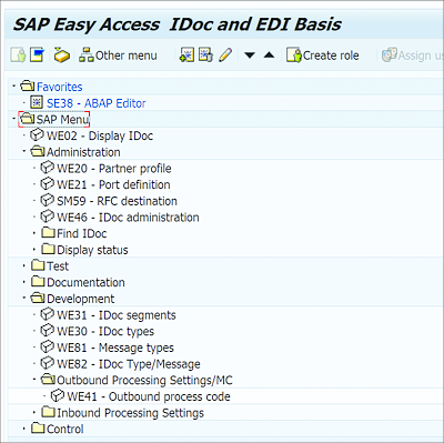 IDoc and EDI Basis Menu