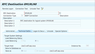 RFC Destination for ABAP Connection