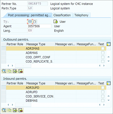 Outbound and Inbound Parameters for Partner Profile