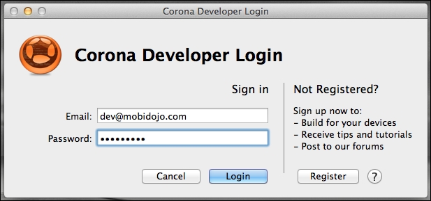 Time for action – setting up and activating Corona on Mac OS X