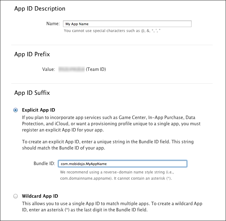 Time for action – creating an App ID