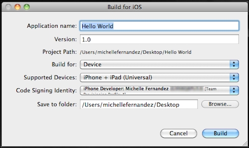 Time for action – creating an iOS build