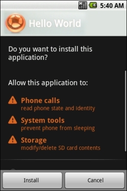 Time for action – loading an app on your Android device