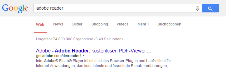 Do-Suche nach dem Adobe PDF-Reader