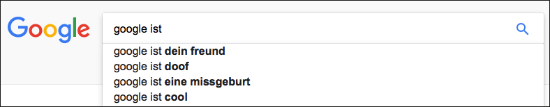 Google Suggest zur Eingabe »google ist …«