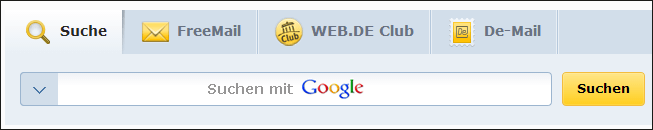 »Web.de« mit Google-Suchfunktion